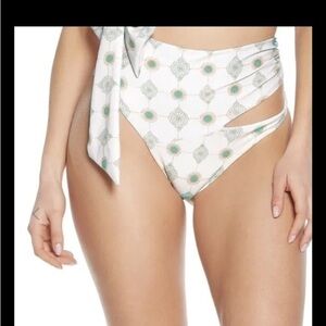 Phax Dots White And Green High Waist Boho Swim Botton Size Xl